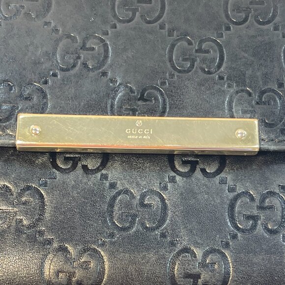 Gucci Guccissima Metal Bar French Flap Wallet Black - Preowned - Picture 7 of 10